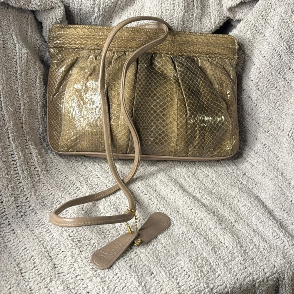 Vintage Genuine Snakeskin Clutch or Crossbody Bag “Aspects” Beautiful Condition